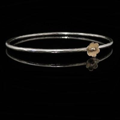 9ct Gold Flower and Silver Bangle - GCB4