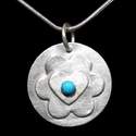 Turquoise Heart Pendant with Flower - JTAP14