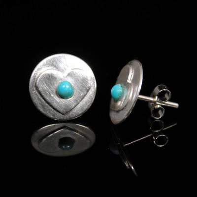 Silver Turquoise Heart Earrings - JTAE11