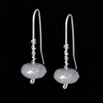 Faceted Silver Aquamarine Earrings- SWCE14