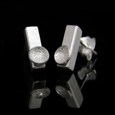 Designer Silver Bar Earrings - Moderne  - DDE6