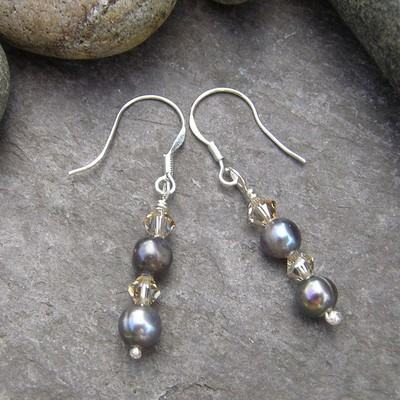 Pearls Drop Earrings |Handmade Silver Freshwater Tahitian Pearls ...