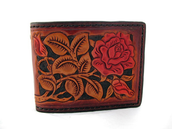 Handmade Leather Red Rose Wallet