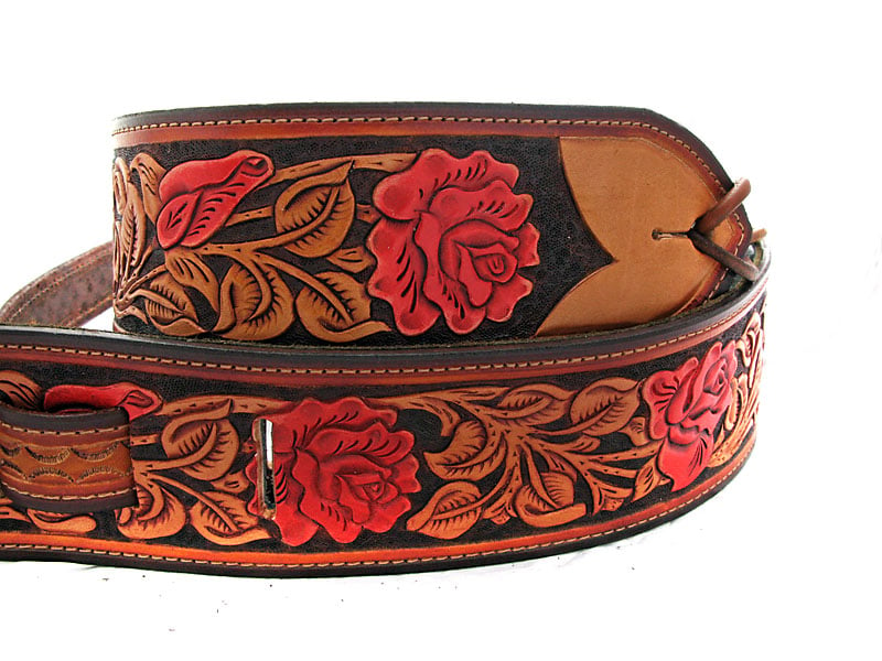 Red Rose Guitar strap