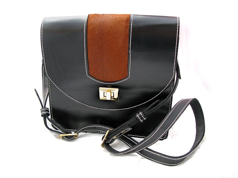 Handmade Black Leather Handbag