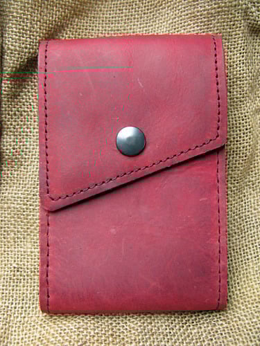 Handmade Red Leather Mobile Phone Case with Belt Loop