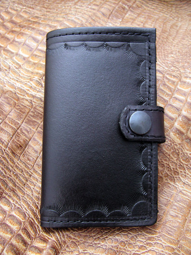 Handmade Black Leather Upright Wallet