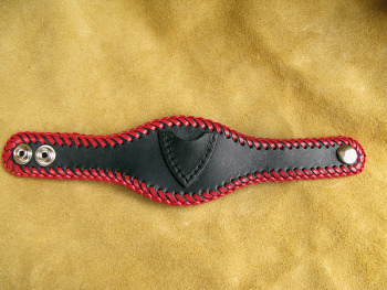 Handmade Black Leather Wristband with Guitar Pick Pocket