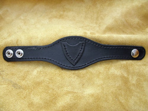 Handmade Black Leather Wristband with Guitar Pick Holder