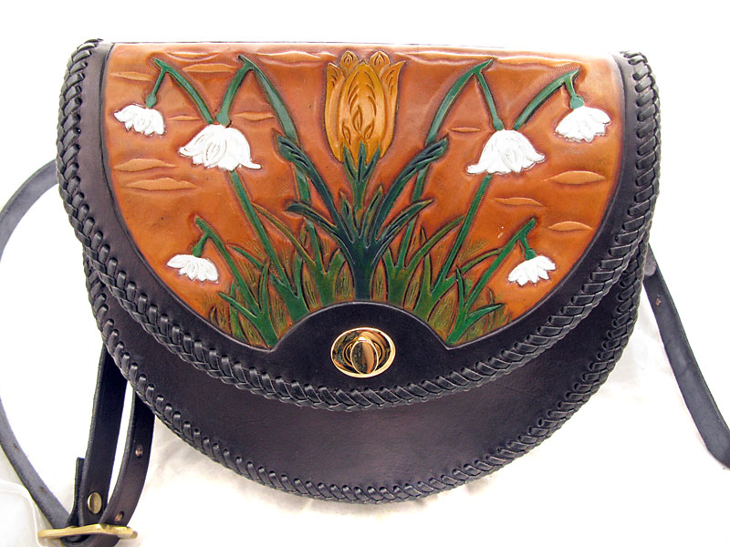 Handmade Leather Spring Flowers Bag