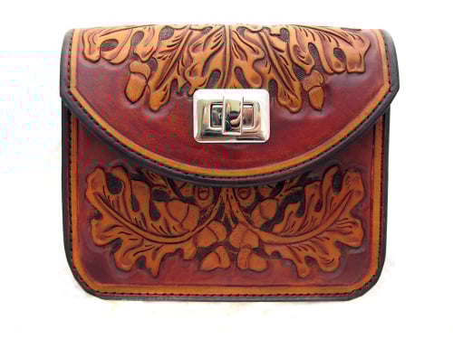 Handmade Leather Oak Leaf Belt Pouch