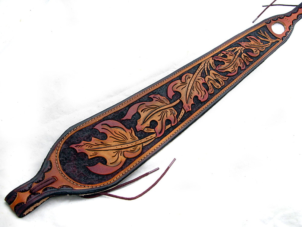 Handmade Leather Autumn Leaf Rifle Sling 