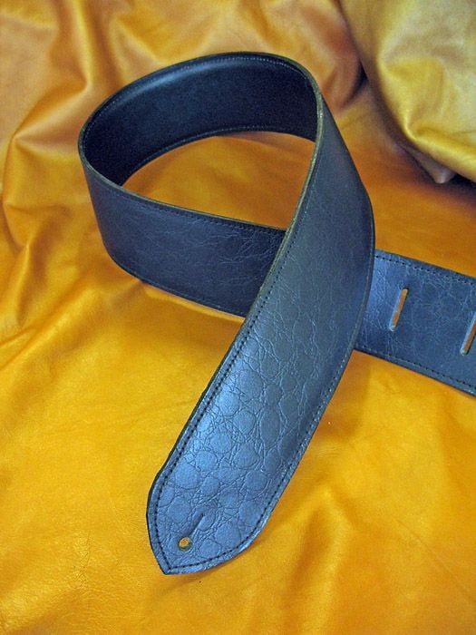 Handmade Blue Leather Guitar Strap
