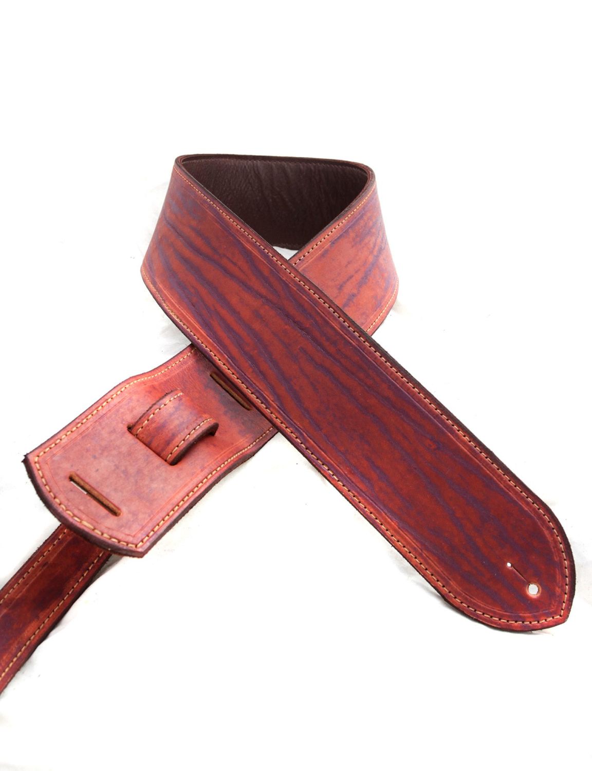 Handmade Leather Tiger Stripe Guitar Strap