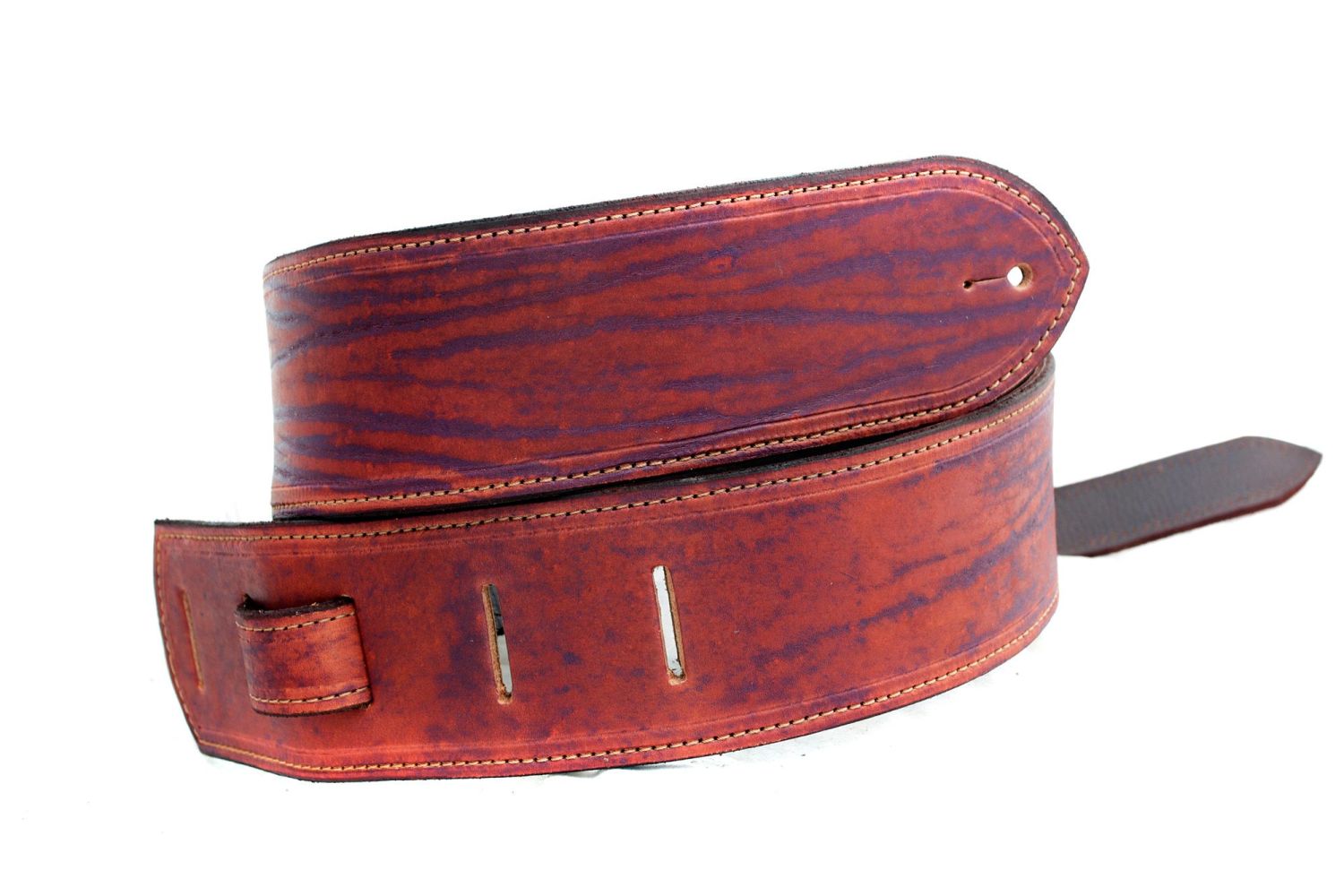 Handmade Leather Tiger Stripe Guitar Strap