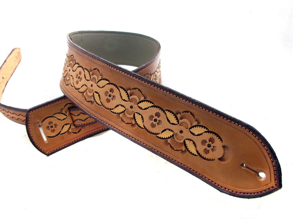 Handmade Leather Embossed Guitar Strap