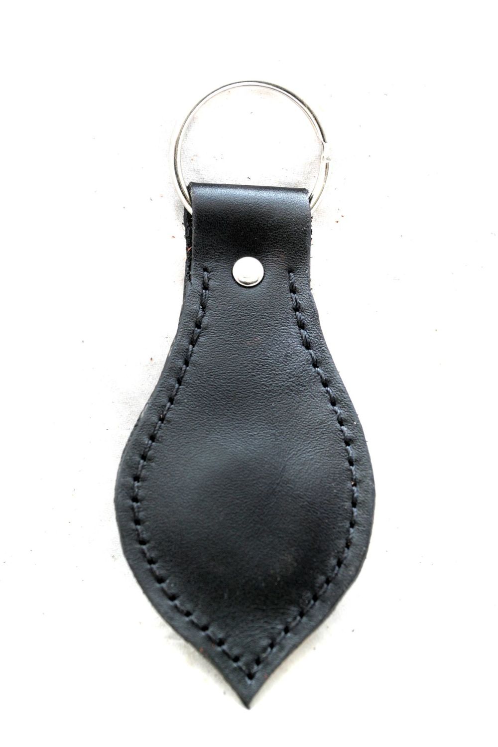 Handmade Black Leather Keyring