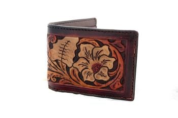 Hand Tooled Leather California Poppy Wallet