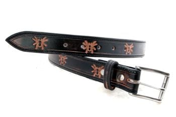 Handmade Black Leather Spider Belt
