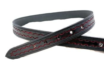 Handmade Black and Red Tooled leather Belt
