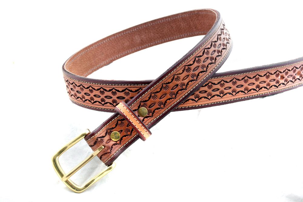Handmade Tooled Leather Belt