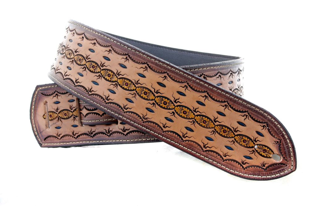 Handmade Tooled Leather Guitar Strap
