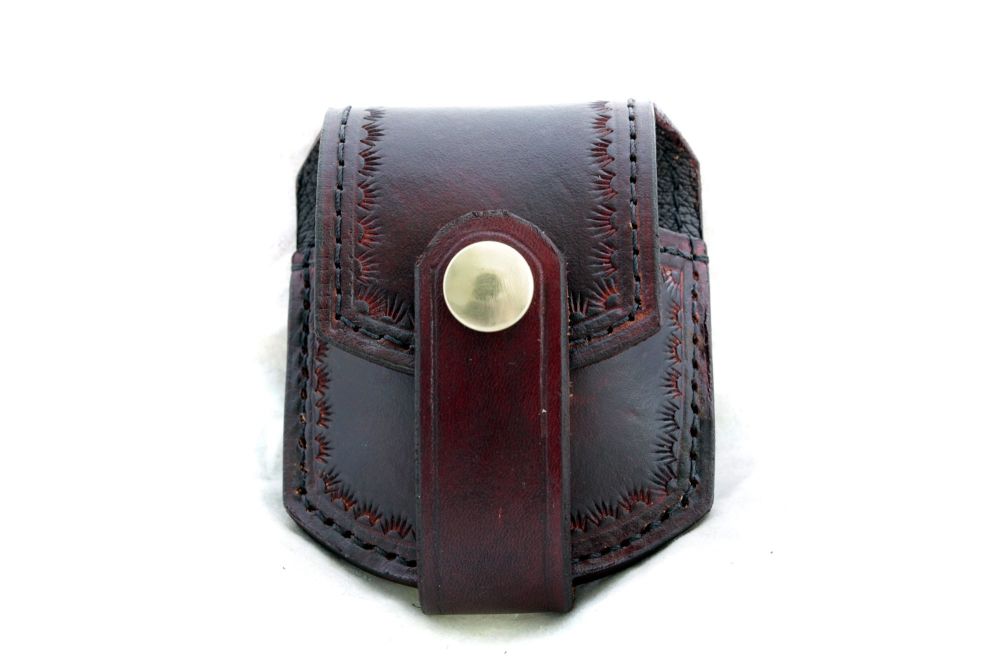 Handmade Leather Mahogany Coloured Pocket Watch Pouch