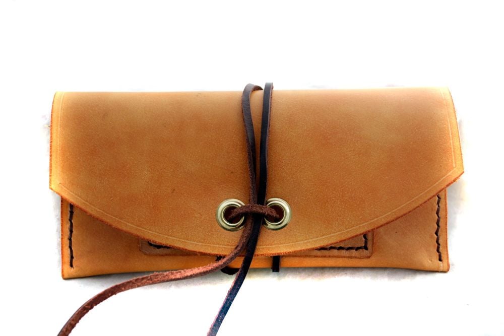 Handmade Tan Leather Tobacco Pouch