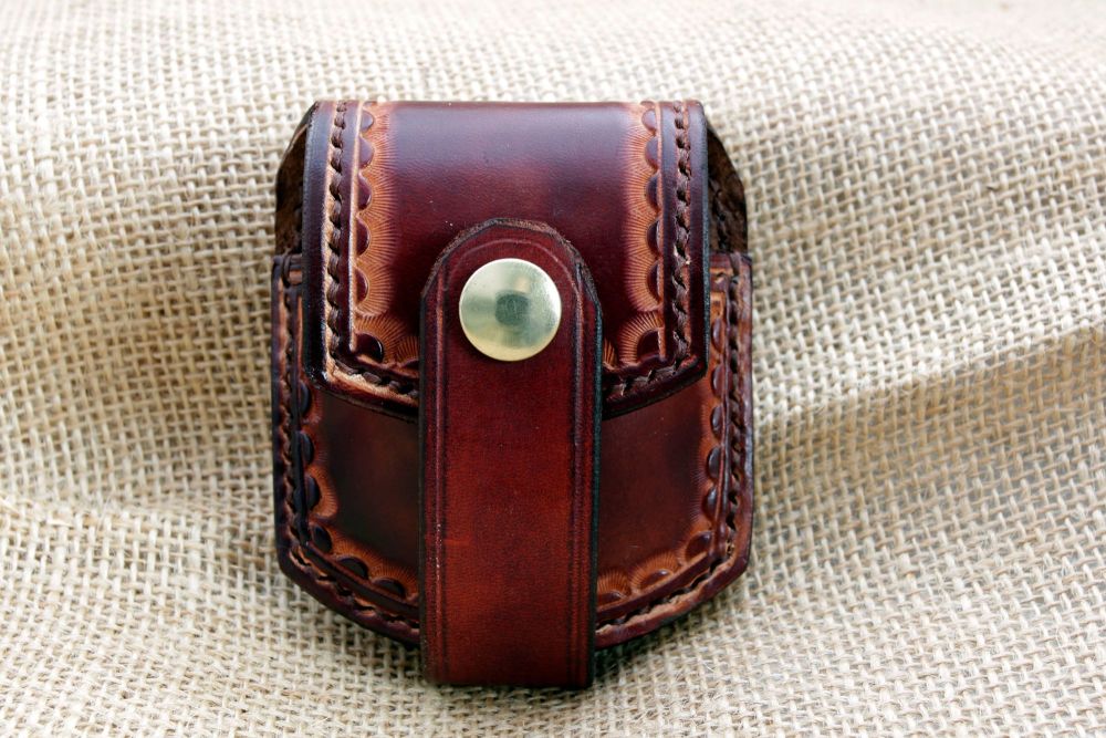 Handmade Brown Leather Pocket Watch Pouch
