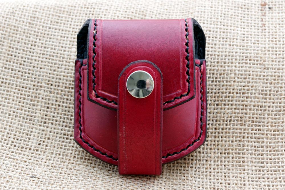 Handmade Leather Pocket Watch Pouch In Oxblood with Belt Loop