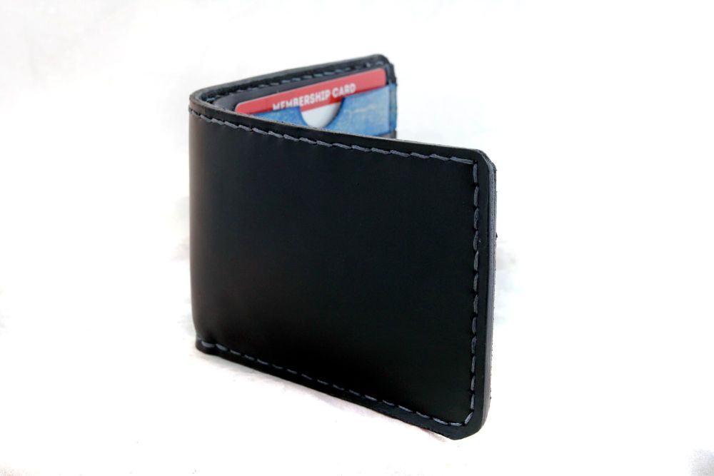 Handmade Black and Blue Leather Wallet
