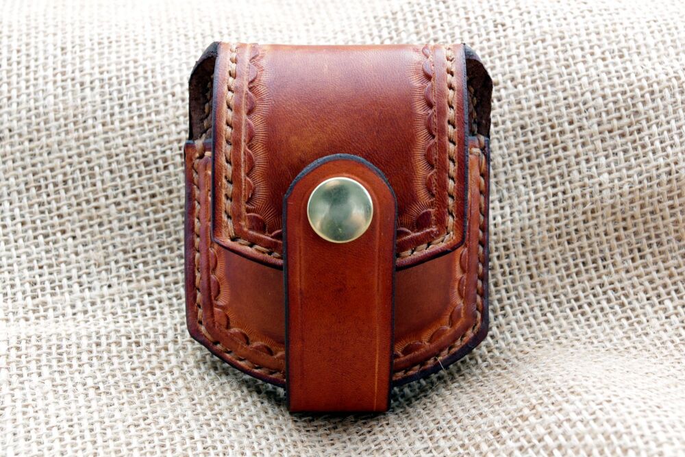 Handmade Golden Brown Leather Pocket Fob Watch Pouch