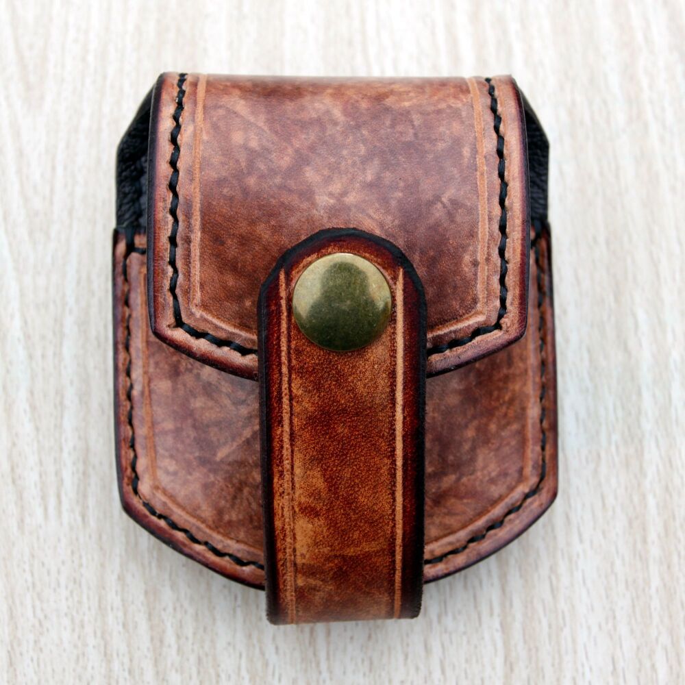 Handmade Brown Leather Pocket Watch Pouch