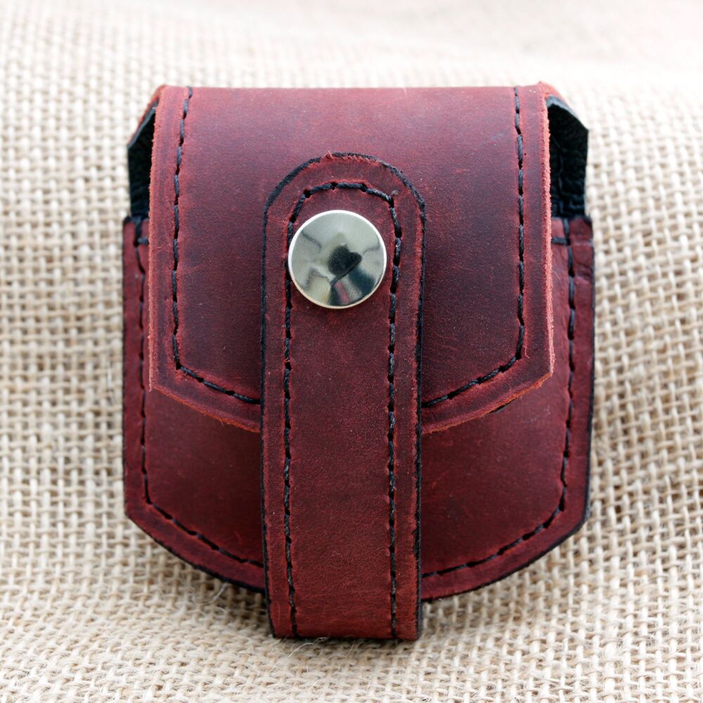 Handmade Chilli Red Pull Up Leather Pocket Fob Watch Pouch