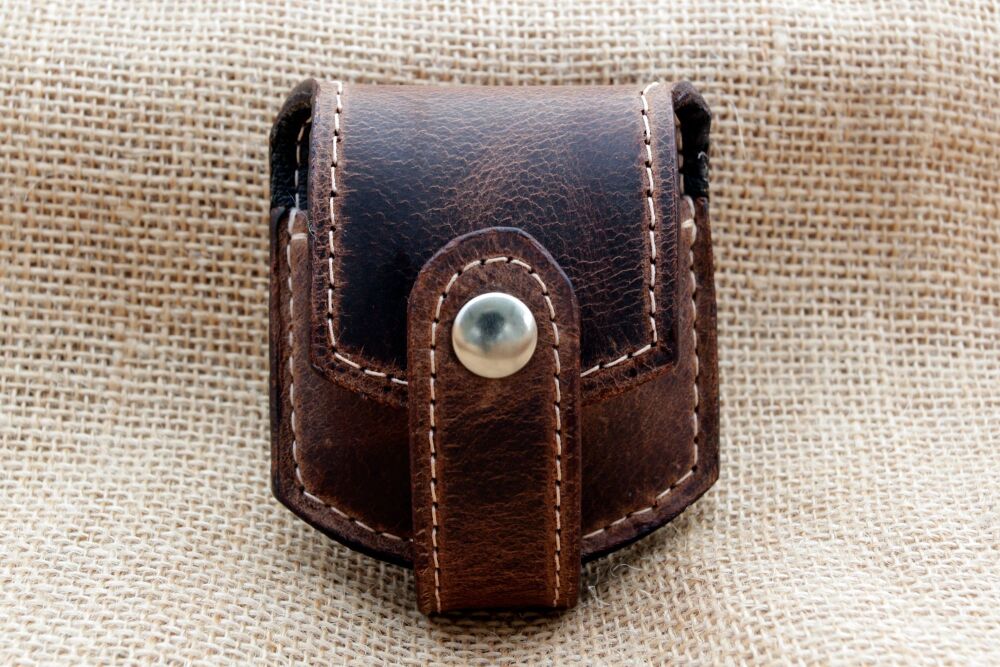 Handmade Brown Buffalo Leather Pocket Watch Pouch