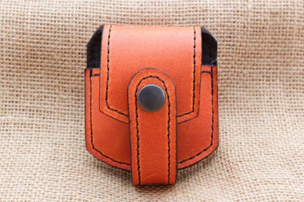 Handmade Orange  Leather Pocket Fob Watch Pouch with Belt Loop