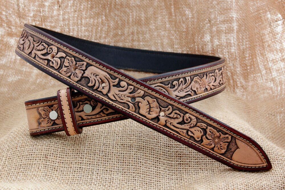 Handtooled Floral Leather Belt