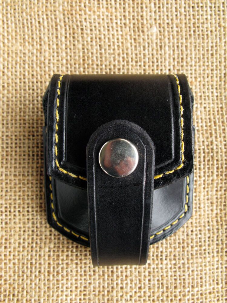 Handmade Black Leather Pocket Watch Pouch