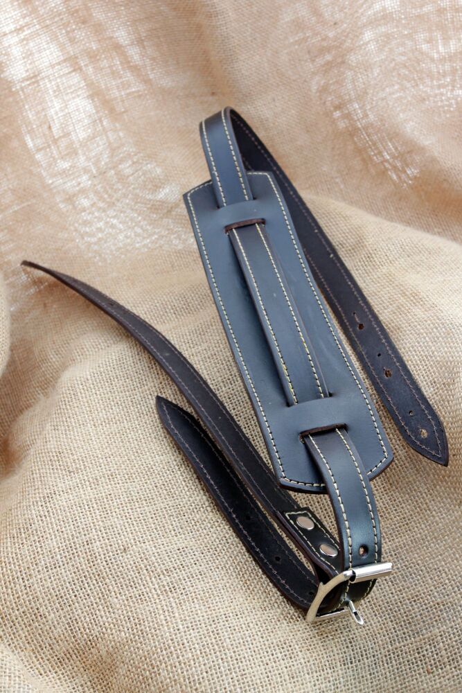 Handmade Brown Leather Classic Style Guitar Strap