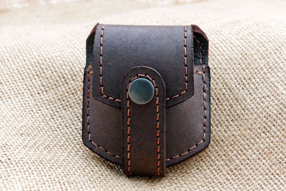 Handmade Textured Brown  Leather Pocket Fob Watch Pouch with Belt Loop