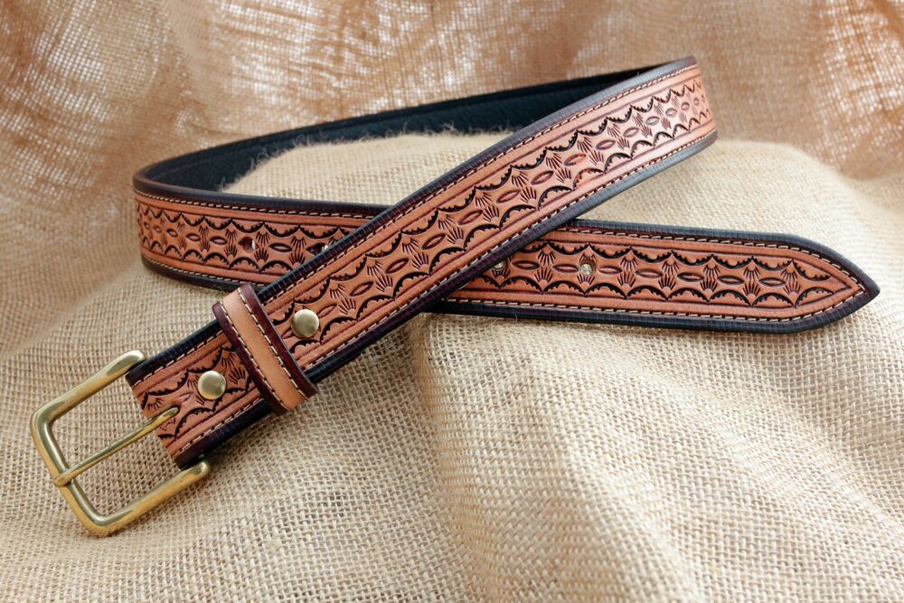 Handmade Tooled Leather Belt