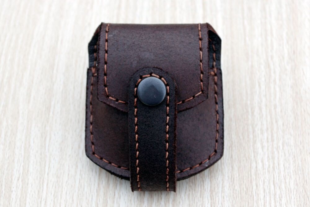 Handmade Textured Brown  Leather Pocket Fob Watch Pouch with Belt Loop