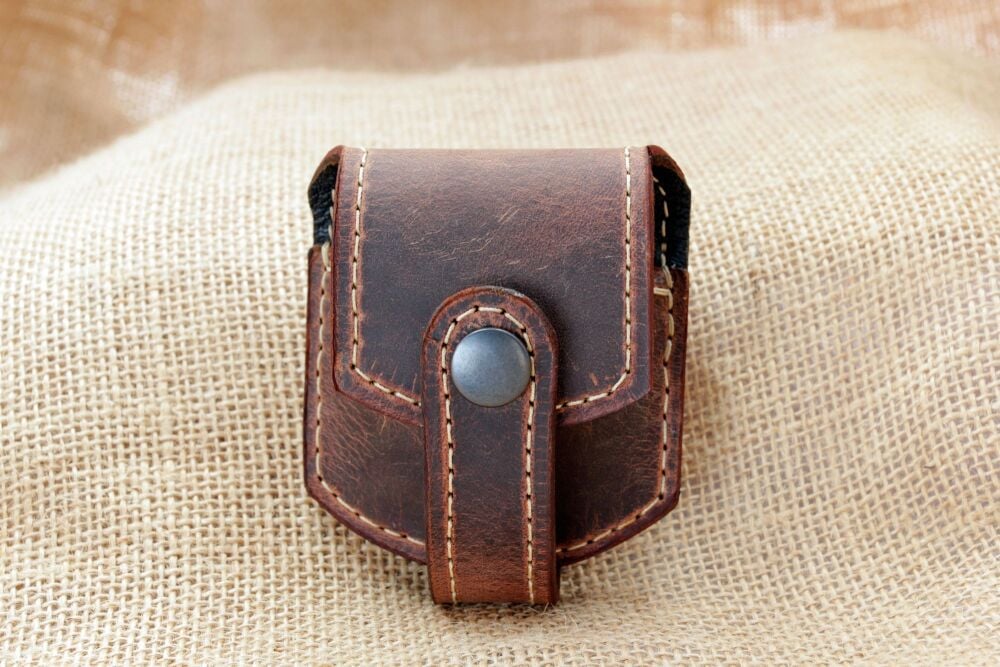 Handmade Brown Leather Pocket Watch Pouch