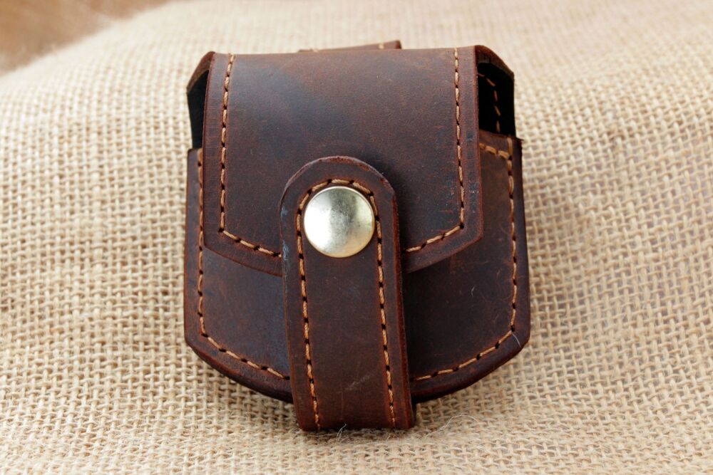 Handmade Brown Leather Pocket Watch Pouch