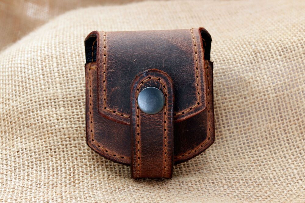 Handmade Buffalo Leather Distressed Pocket Watch Pouch