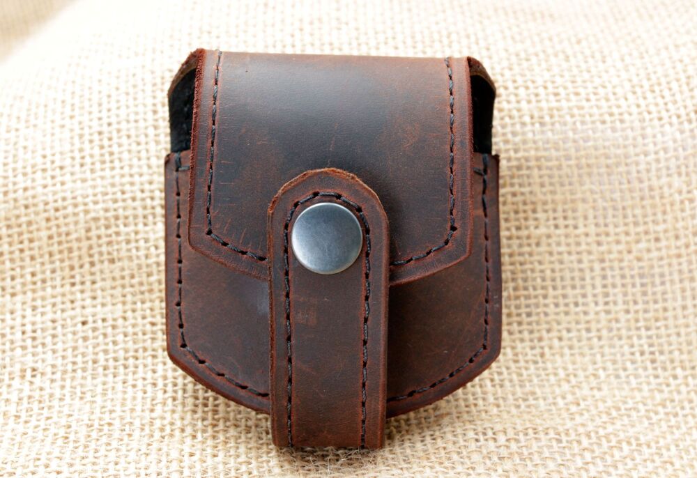 Handmade Brown Leather Pocket Watch Pouch
