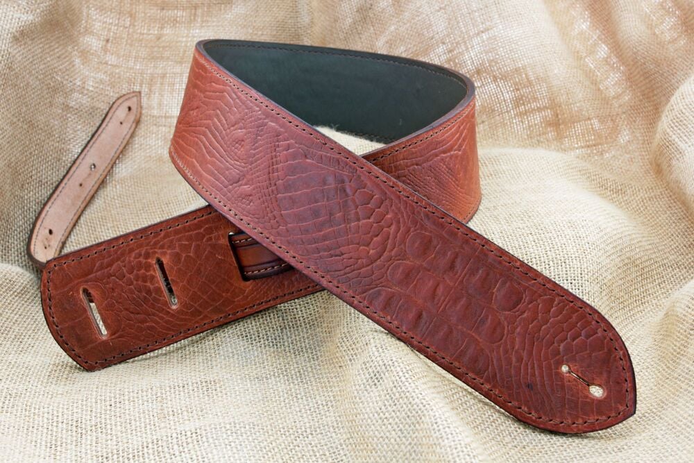 Handmade Leather Reptile Print Guitar Strap