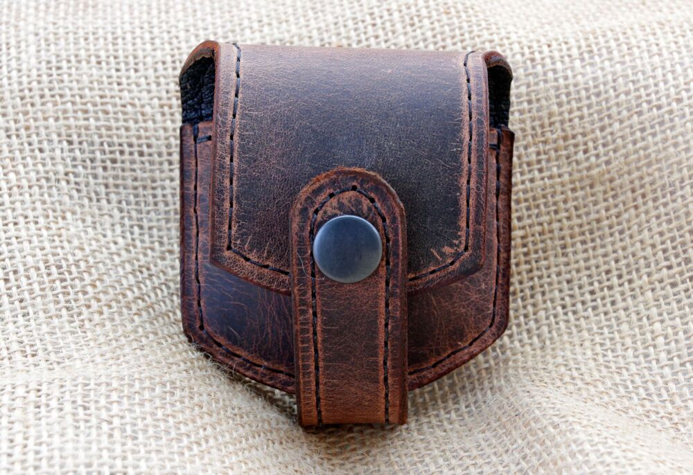 Handmade Brown Buffalo Leather Pocket Watch Pouch