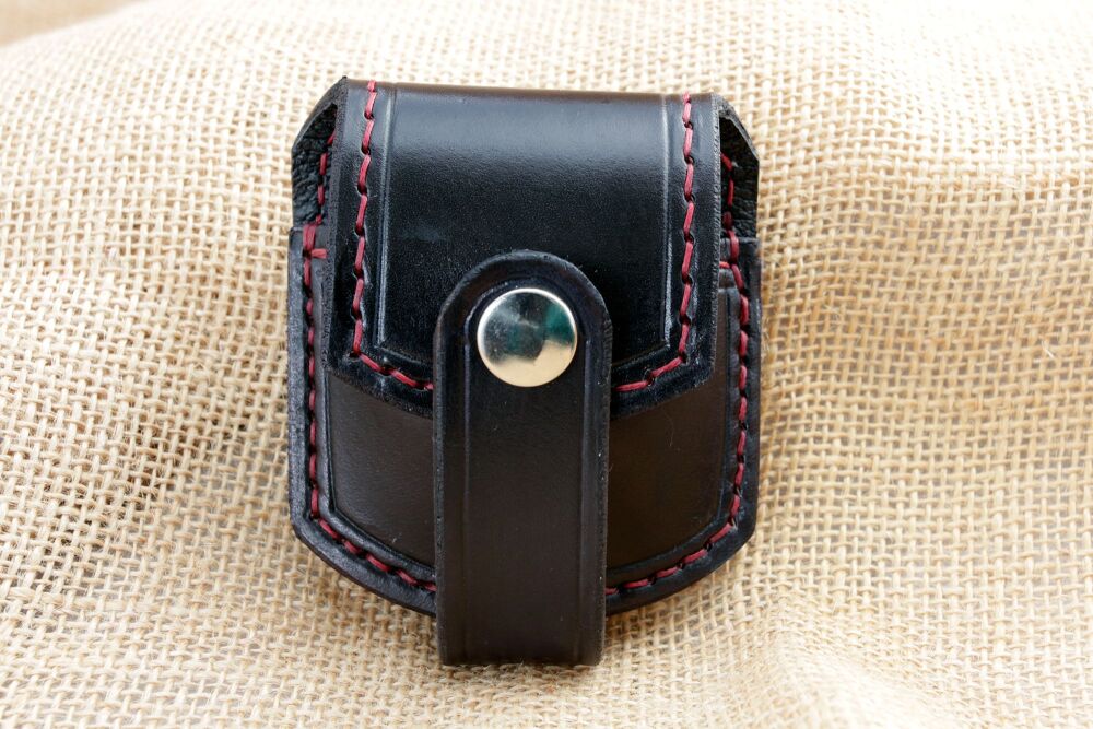 Handmade Black Leather Pocket Watch Pouch