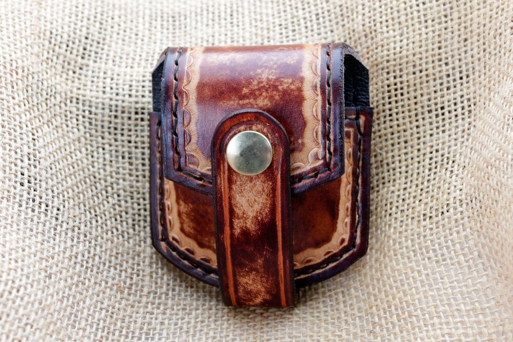 Handmade Brown Leather Pocket Watch Pouch